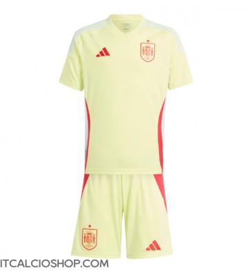 Spagna Seconda Maglia Bambino Europei 2024 Manica Corta (+ Pantaloni corti)